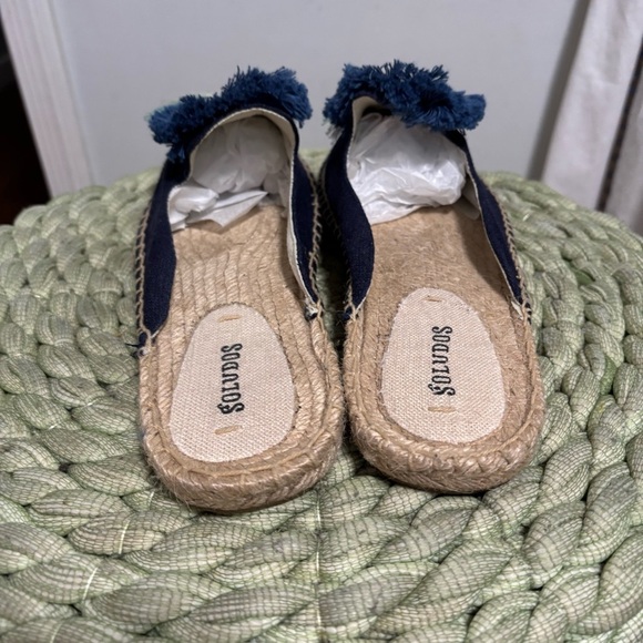Soludos Kiki Tassel Midnight Blue Canvas Slip On Flat Mule Espadrilles NWOB - Picture 13 of 13